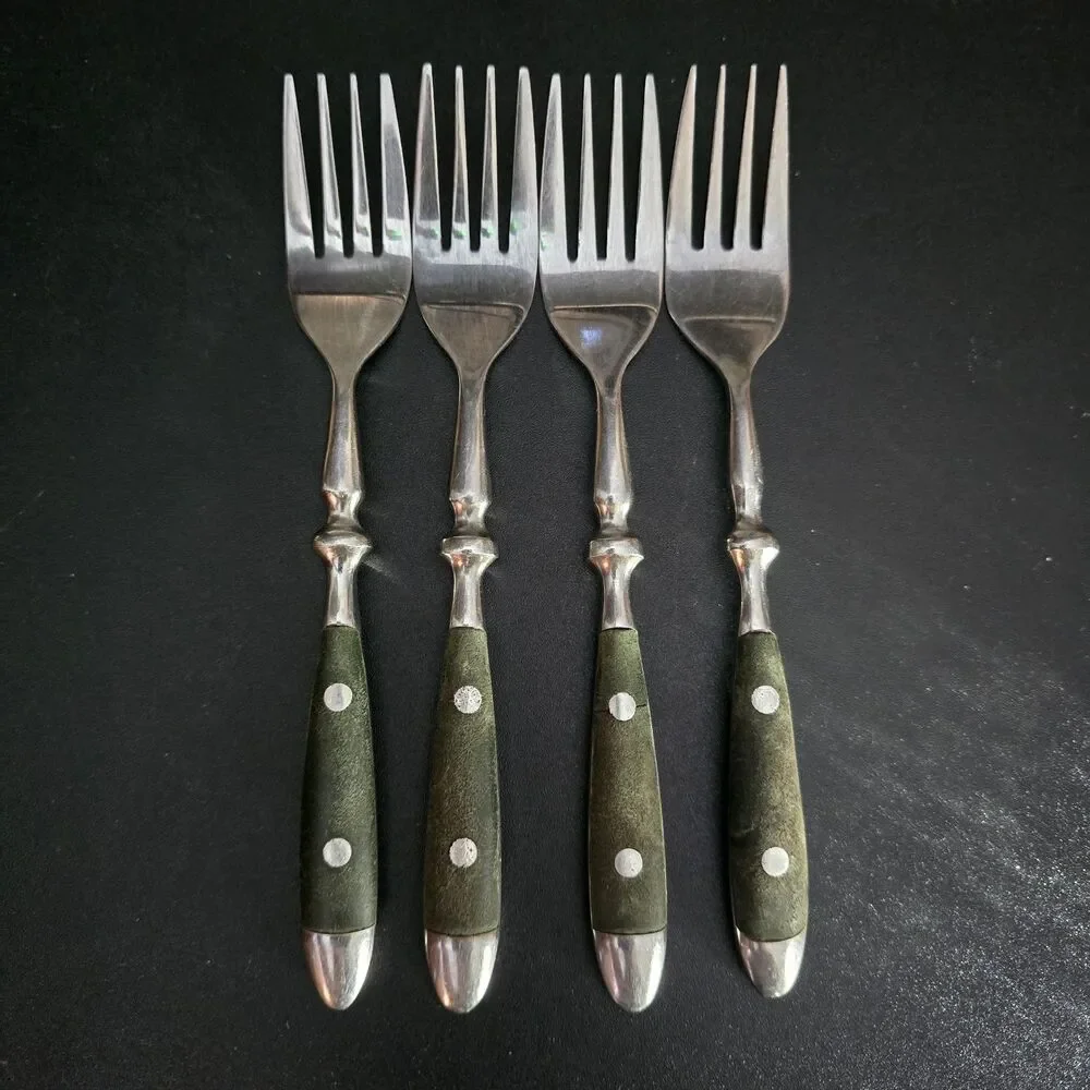 Hampton Silversmiths BISTRO-GREEN 4 Salad Forks Stainless Flatware